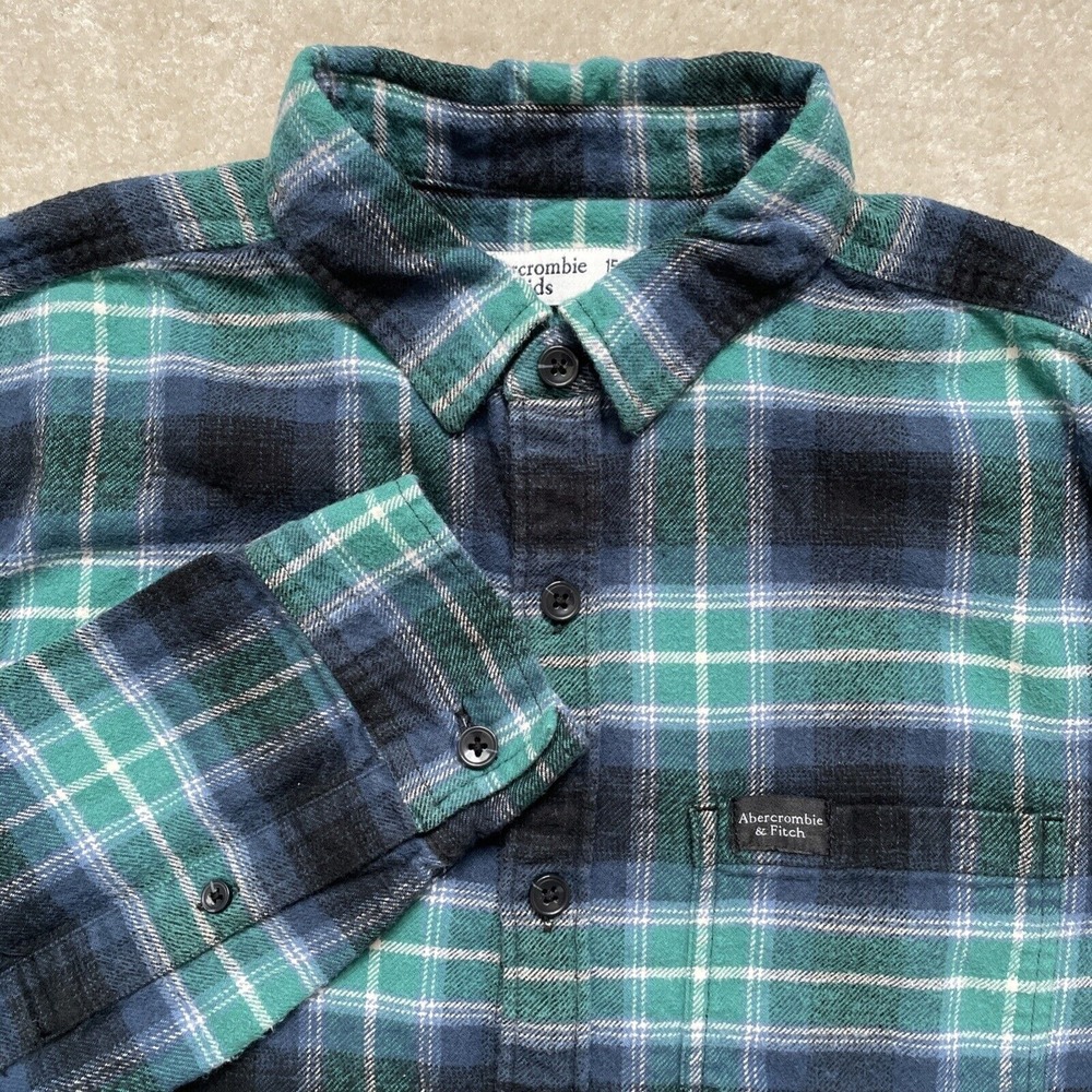 Abercrombie Kids Flannel Plaid Shirt Boys 15/16  100% Cotton Long Sleeve
